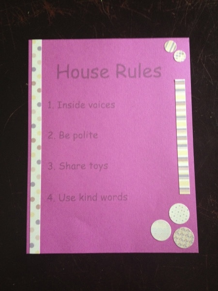 Supernanny House Rules Chart