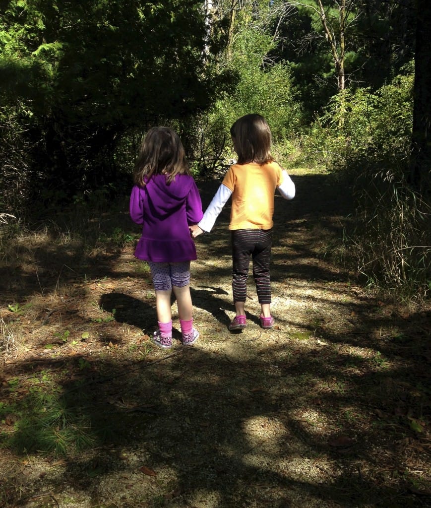 Little girls on a nature walk