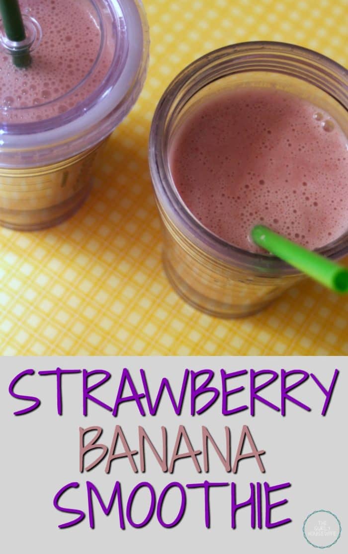 Smoothies are a nutricious treat for your family. This Strawberry Banana Smoothie makes a great snack, addition to lunchtime, or an after workout treat!