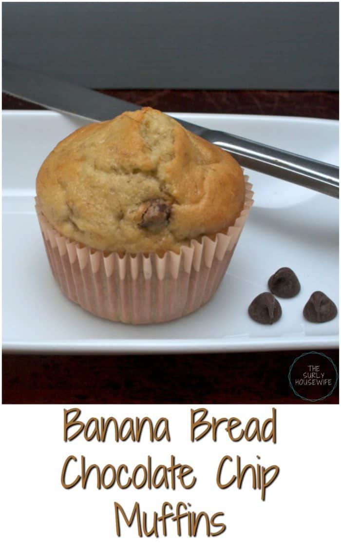 Banana Bread Chocolate Chip Muffins, an easy banana bread recipe. Banana bread muffins make an easy snack and a fast breakfast.