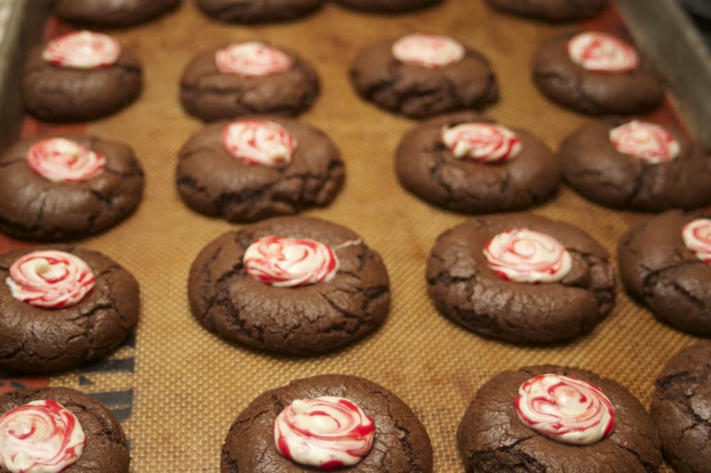 Dark Chocolate Peppermint Thumbprint Cookies