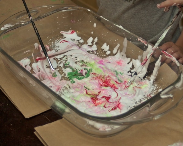 making fireworks in shaving cream