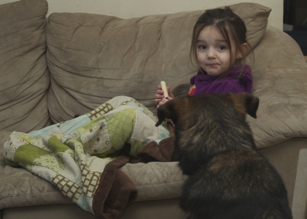 preschooler at home snack time