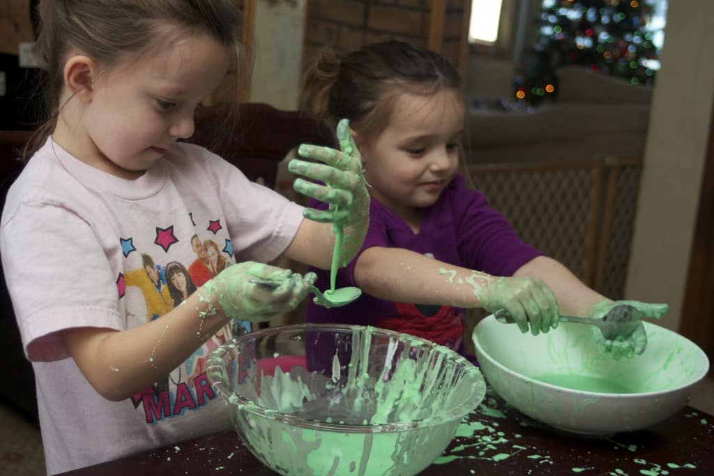 little girls playing with oobleck