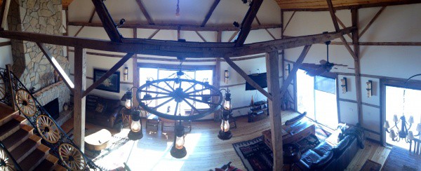 view of the living room at Big Valley Ranch from the second floor