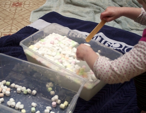 marshmallow sensory play