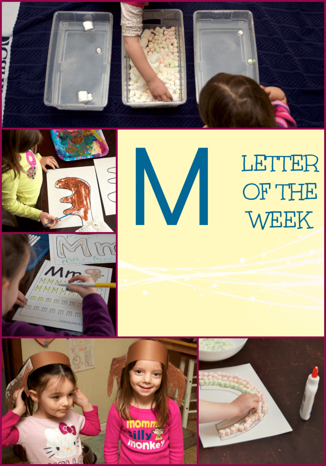 Looking for Letter M Activities for Preschool? Click here for Letter M activities. They include a craft, marshmallow art, and marshmallow sensory play!