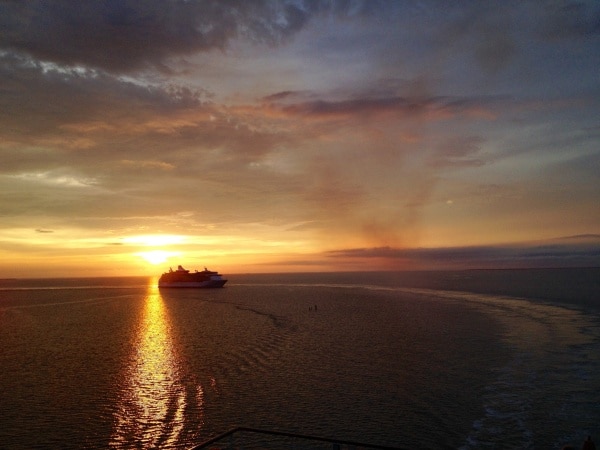 Sunrise off coast of Belize City