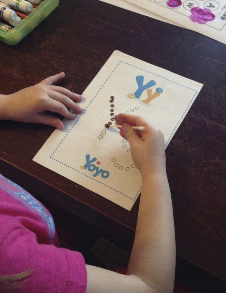 Q-Tip alphabet printables for the letter Y.