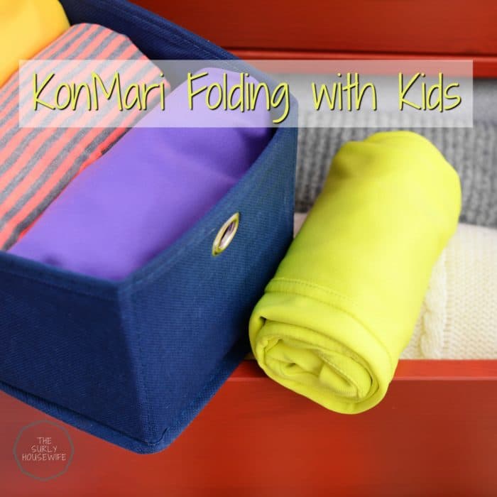 Want your kids help with the laundry? Do your kids take FOREVER to fold their clothes? Try KonMari folding with kids as a solution! Click here for more!