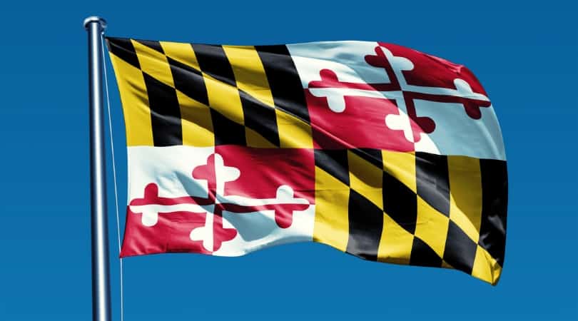 Flag of Maryland waving on a flag pole