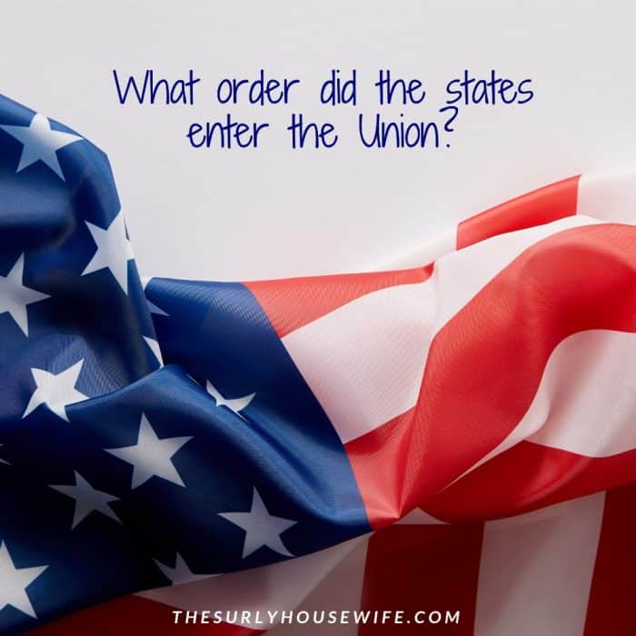 Printable List of the 50 States in the Order They Entered the Union