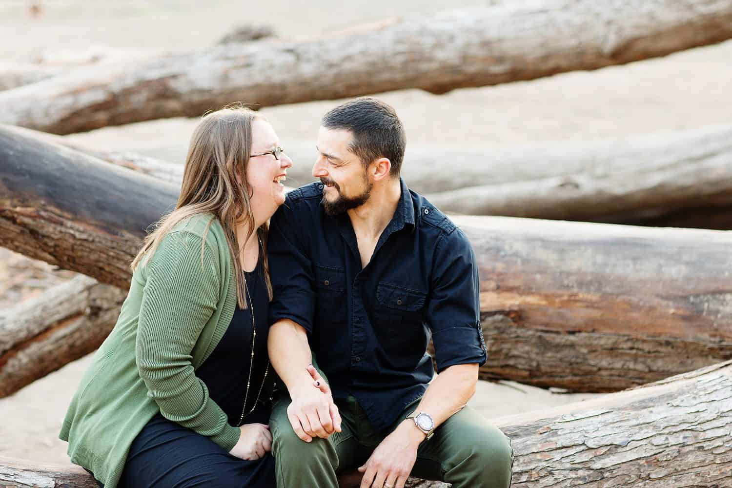 husband and wife during a family pictures