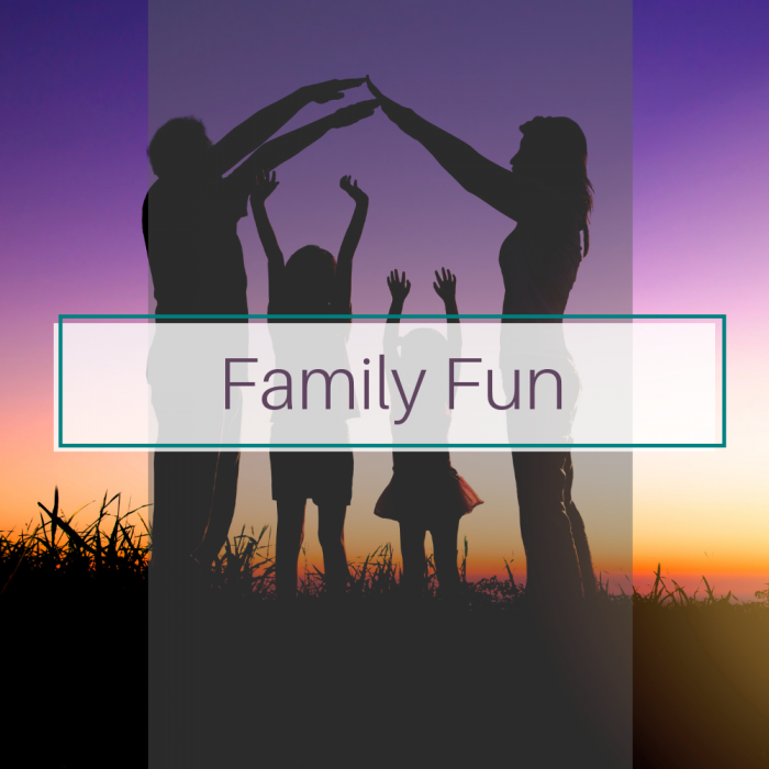 Family at sunset. Title image for fun family activity blog posts