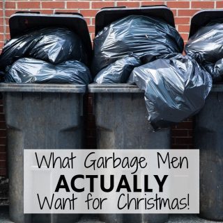 Garbage cans overflowing with trash bags. Image for blog post: "What garbage men really want for Christmas."