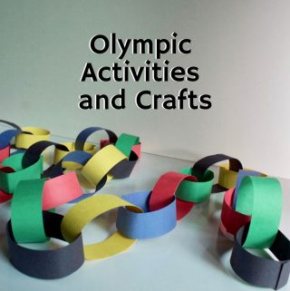 paper chain featuring the Olympic colors on a white table | Title image for blog post 20 Olympic Activities and Crafts