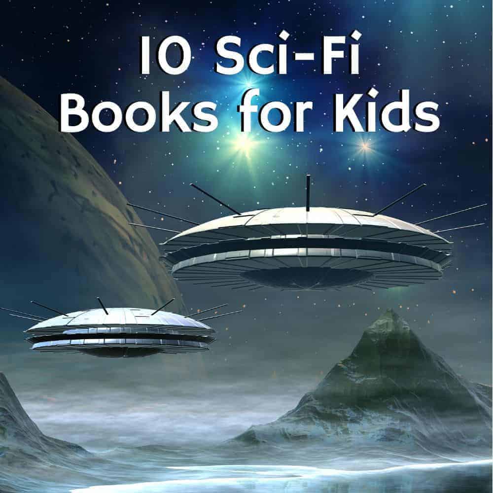 space ships on an alien planet. title image for blog post 10 science fiction books for kids