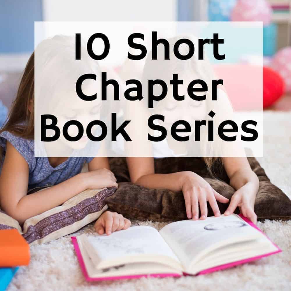 2 girls reading a book on the floor. Title image for blog post 10 easy chapter book series for kids. 