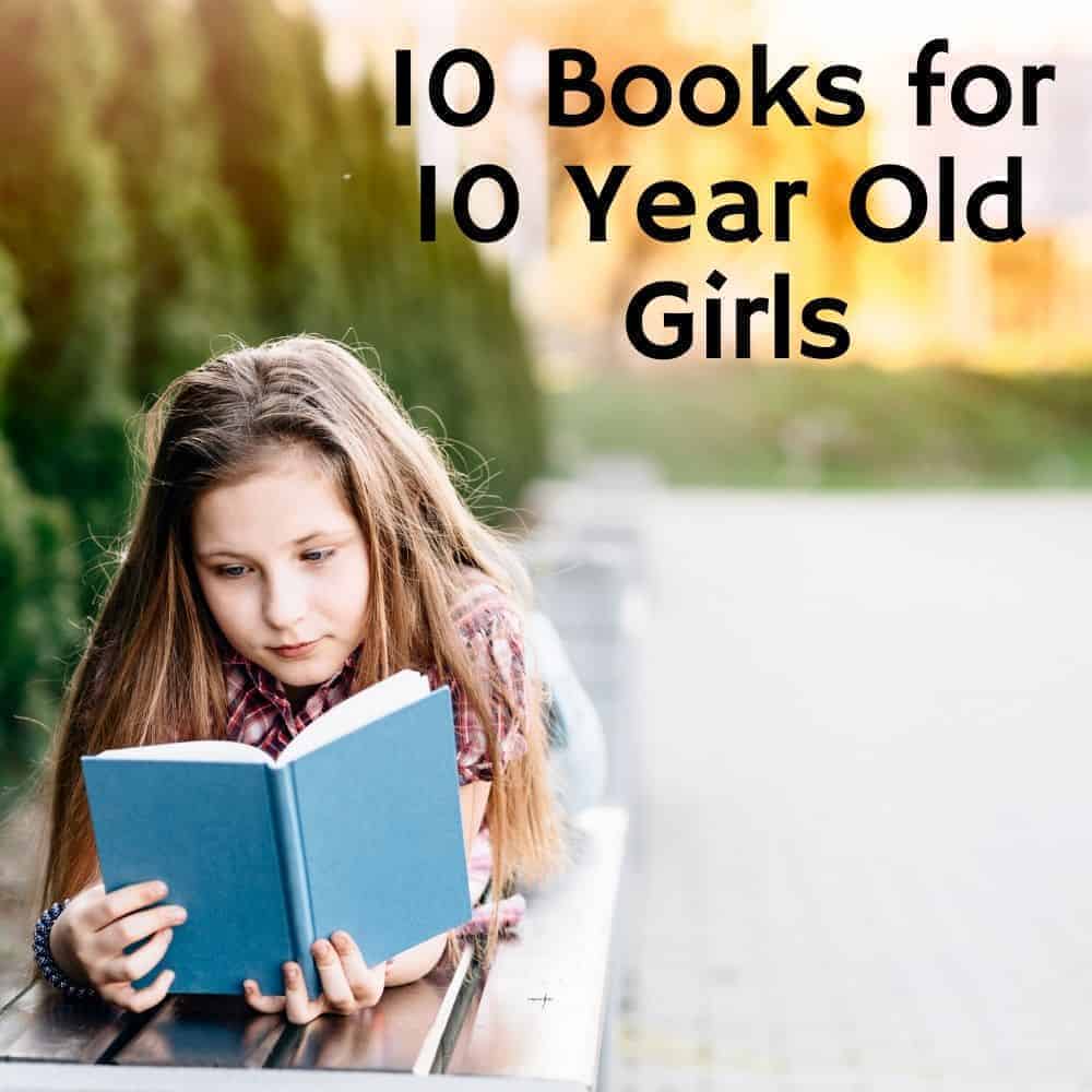 girl reading book on a park bench. Title image for blog post 10 books for 10 year old girls