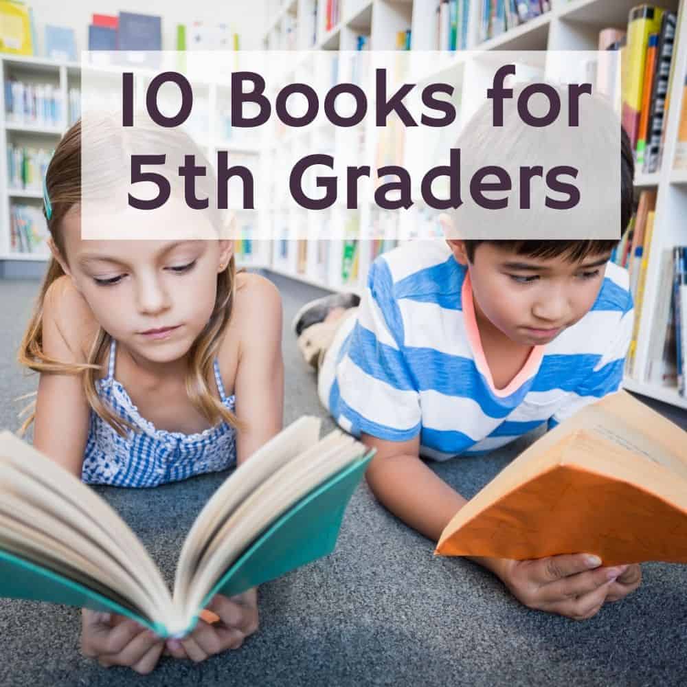 2 students reading on the floor of the library. Title image of blog post: 10 5th Grade Books