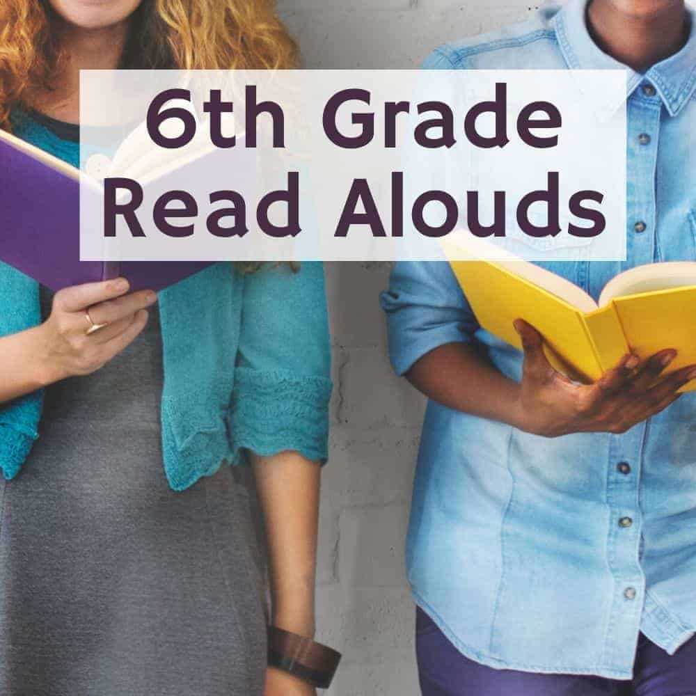 2 young ladies standing reading a book. Title image for blog post 10 6th grade read alouds