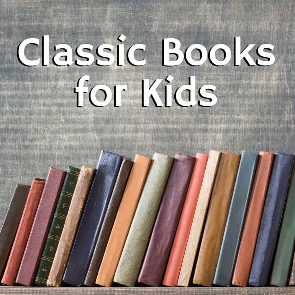 bookshelf of old books. Title image of the blog post: the ultimate list of classic books for kids.