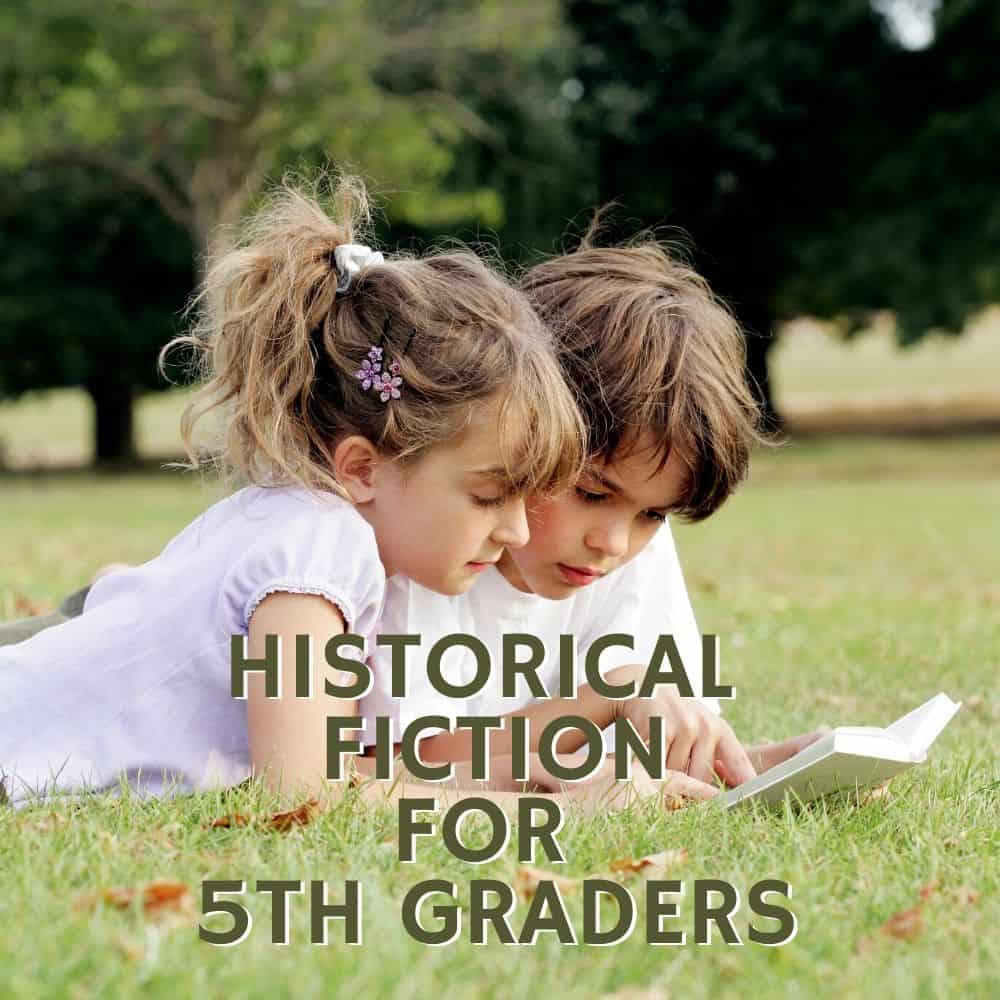 boy and girl reading a book outdoors. Title image for blog post: 10 historical fiction books for 5th graders.