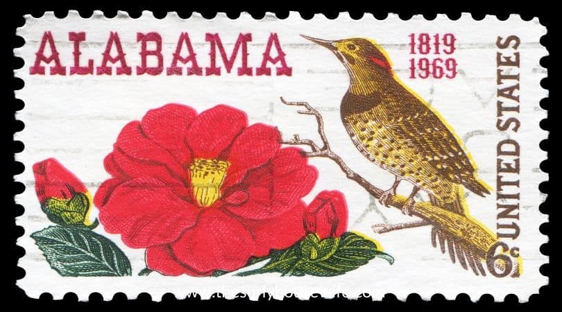 Alabama stamp. Title image of blog post Children's Books about Alabama