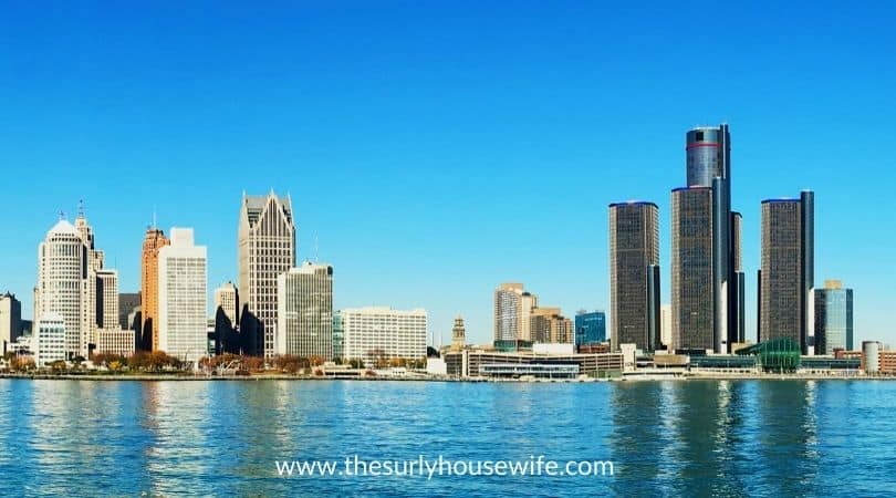 Panoramic view of the Detroit, Michigan city skyline. Title image of blog post: Best children's books about Michigan