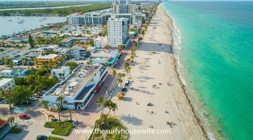 Ariel view of Hollywood Beach, Florida