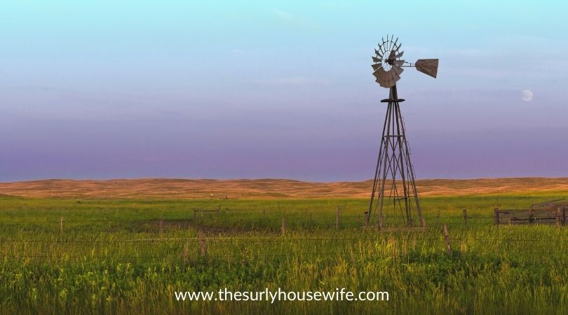 Western Nebraska landscape with windmill