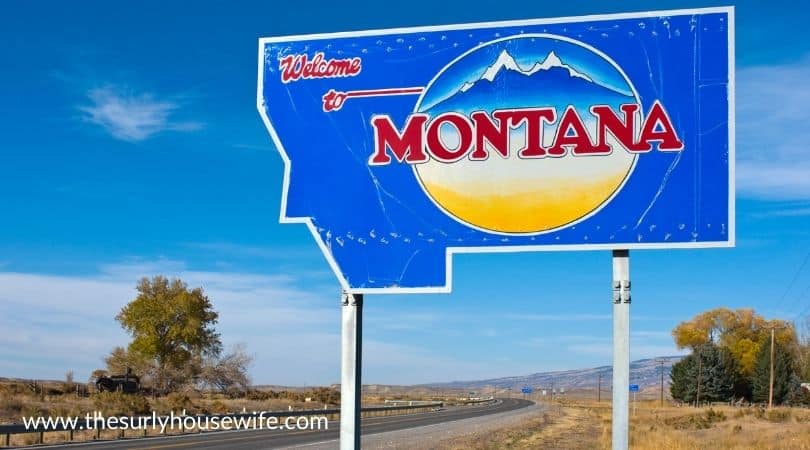 Welcome to Montana highway sign. 