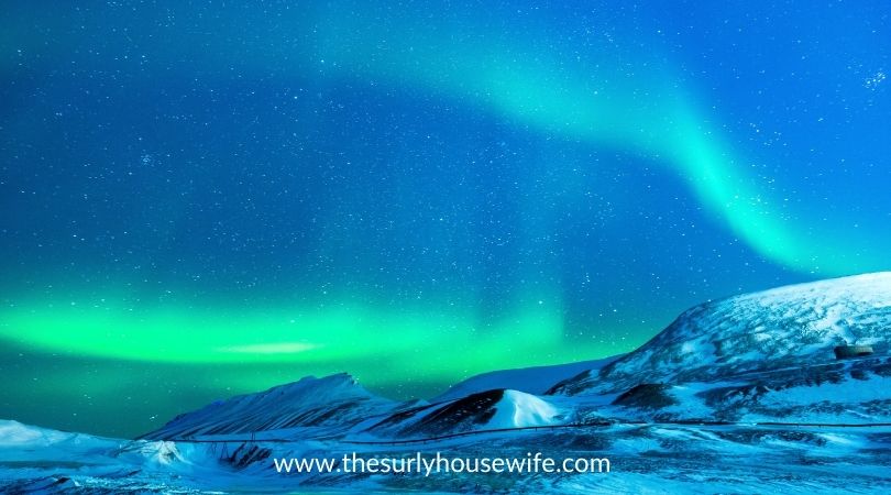 Aurora Borealis at Night. Title image for blog post children's books about the Arctic